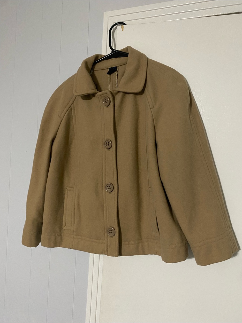 GAP Women's Camel Pea Coat with Button Front